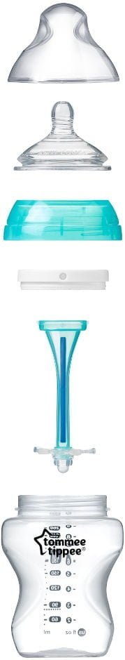בקבוק אנטי-קוליק כחול 0m+ של טומי טיפי מסדרת Tommee Tippee Advanced Anti-Colic - Image 3