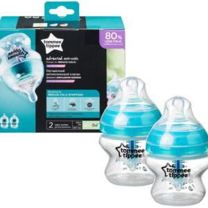 זוג בקבוקי אנטי קוליק כחול טומי טיפי Tommee Tippee מסדרת Tommee Tippee Advanced Anti-Colic עם פטמה בזרימה איטית (שלב 1 )
